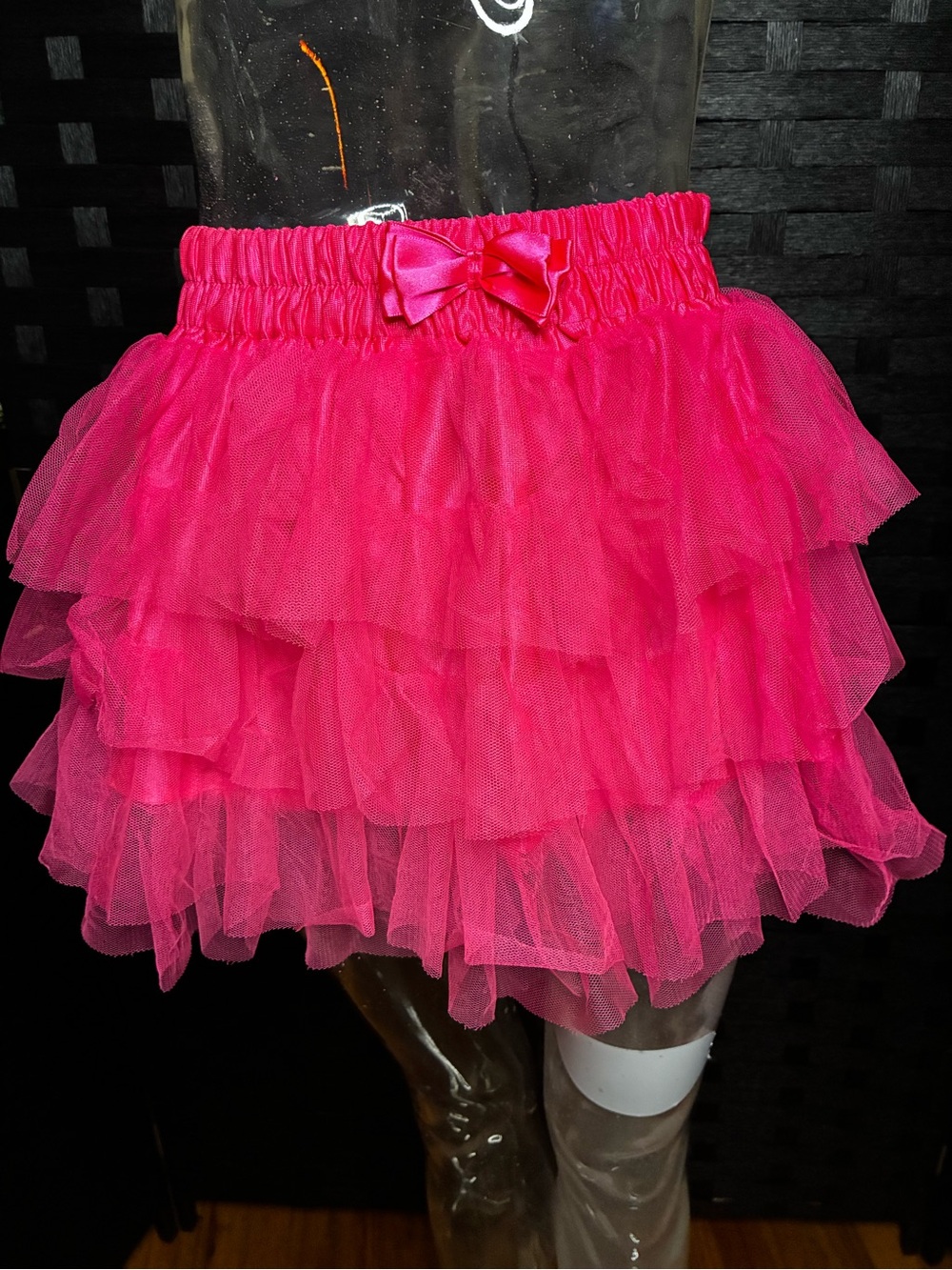 Hot Topic Bright Pink Layered Tulle Skirt with Satin Bow